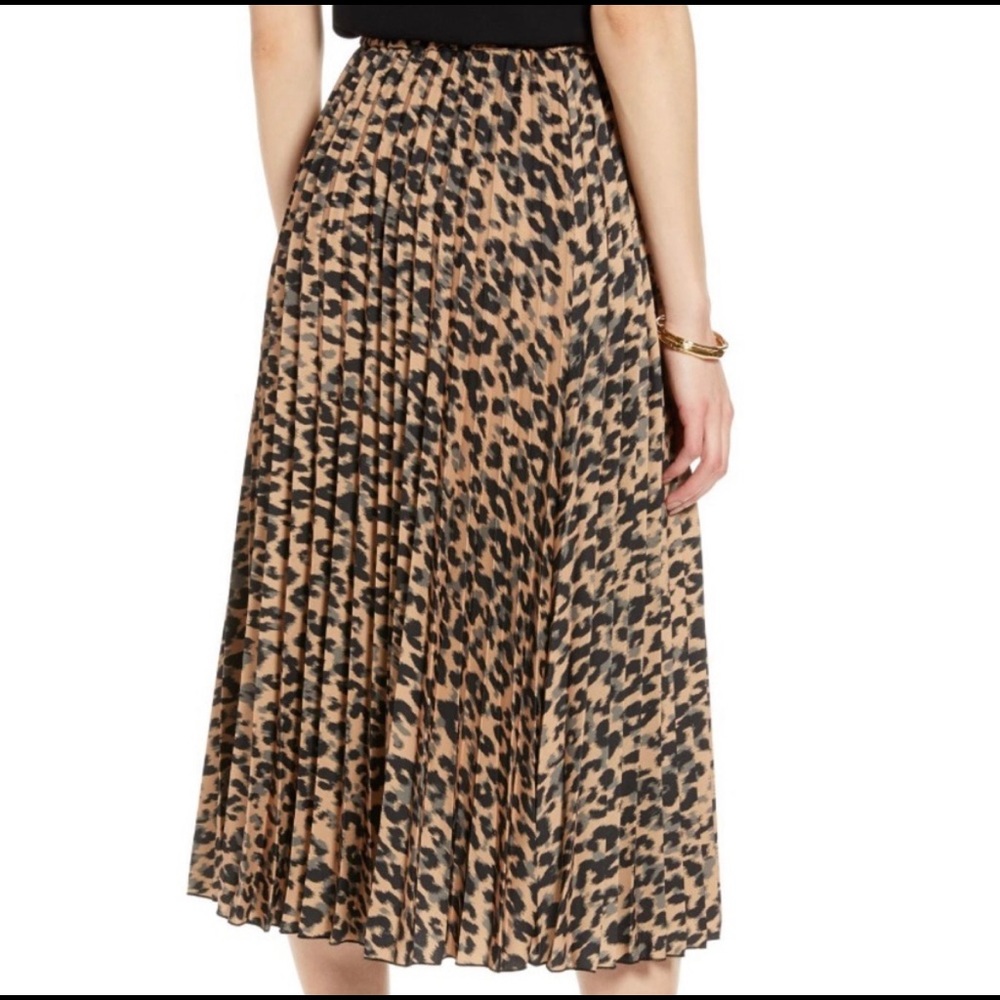 Halogen Leopard Print Pleated Midi Skirt, Size XS